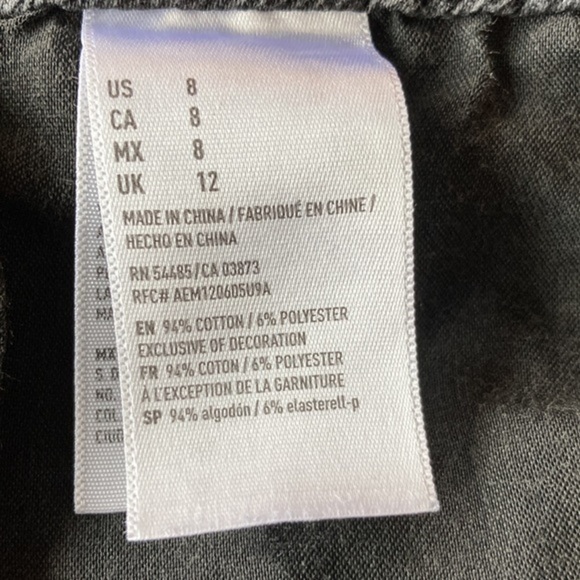 American Eagle Black Denim Mini Skirt distressed destroyed Button Fly Size 8 - Picture 6 of 7